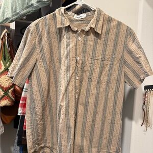 H&M Beige and Gray Striped Men's Shirt